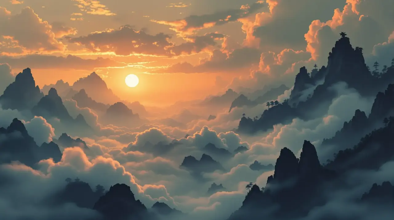 美腿玉足首屏 - 水墨山水的世外桃源意境